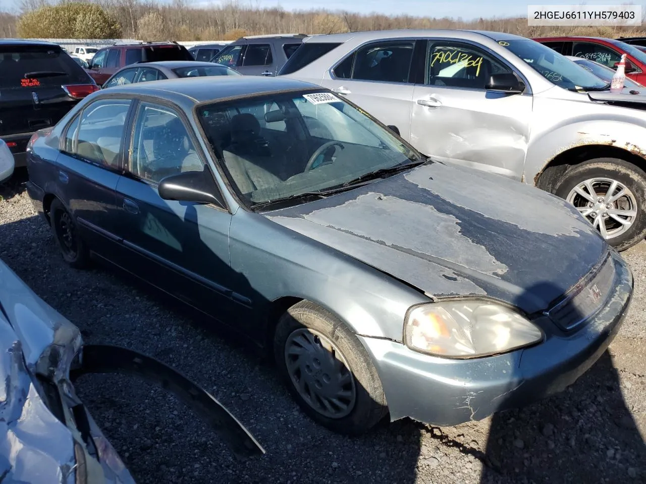 2000 Honda Civic Base VIN: 2HGEJ6611YH579403 Lot: 79625884