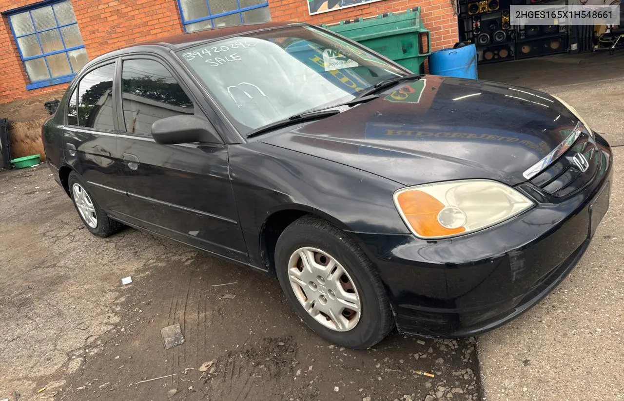 2001 Honda Civic Lx VIN: 2HGES165X1H548661 Lot: 70082944