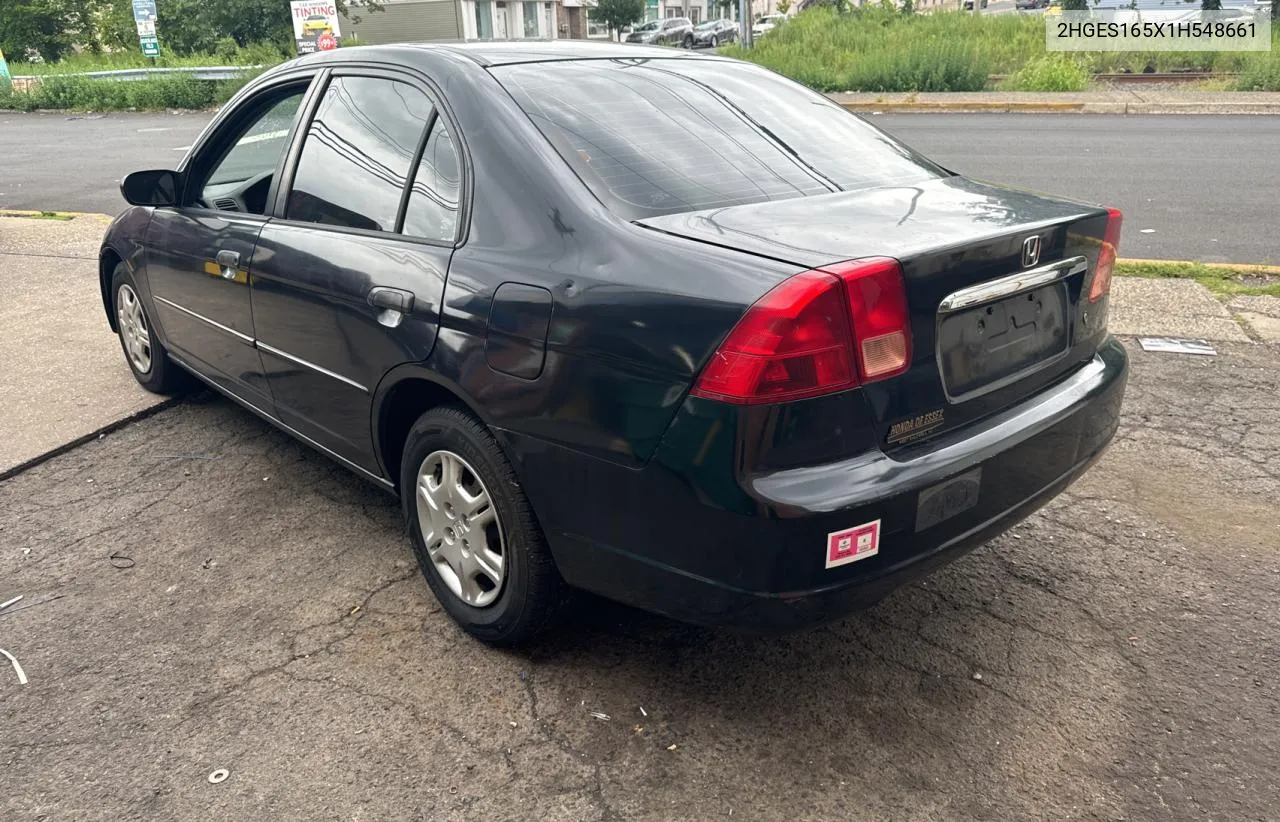 2001 Honda Civic Lx VIN: 2HGES165X1H548661 Lot: 70082944