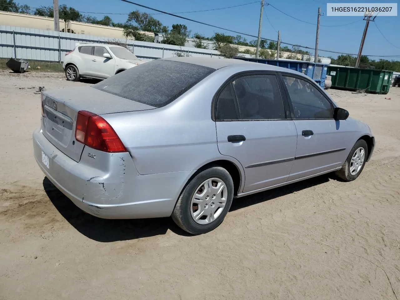 2001 Honda Civic Dx VIN: 1HGES16221L036207 Lot: 74486444