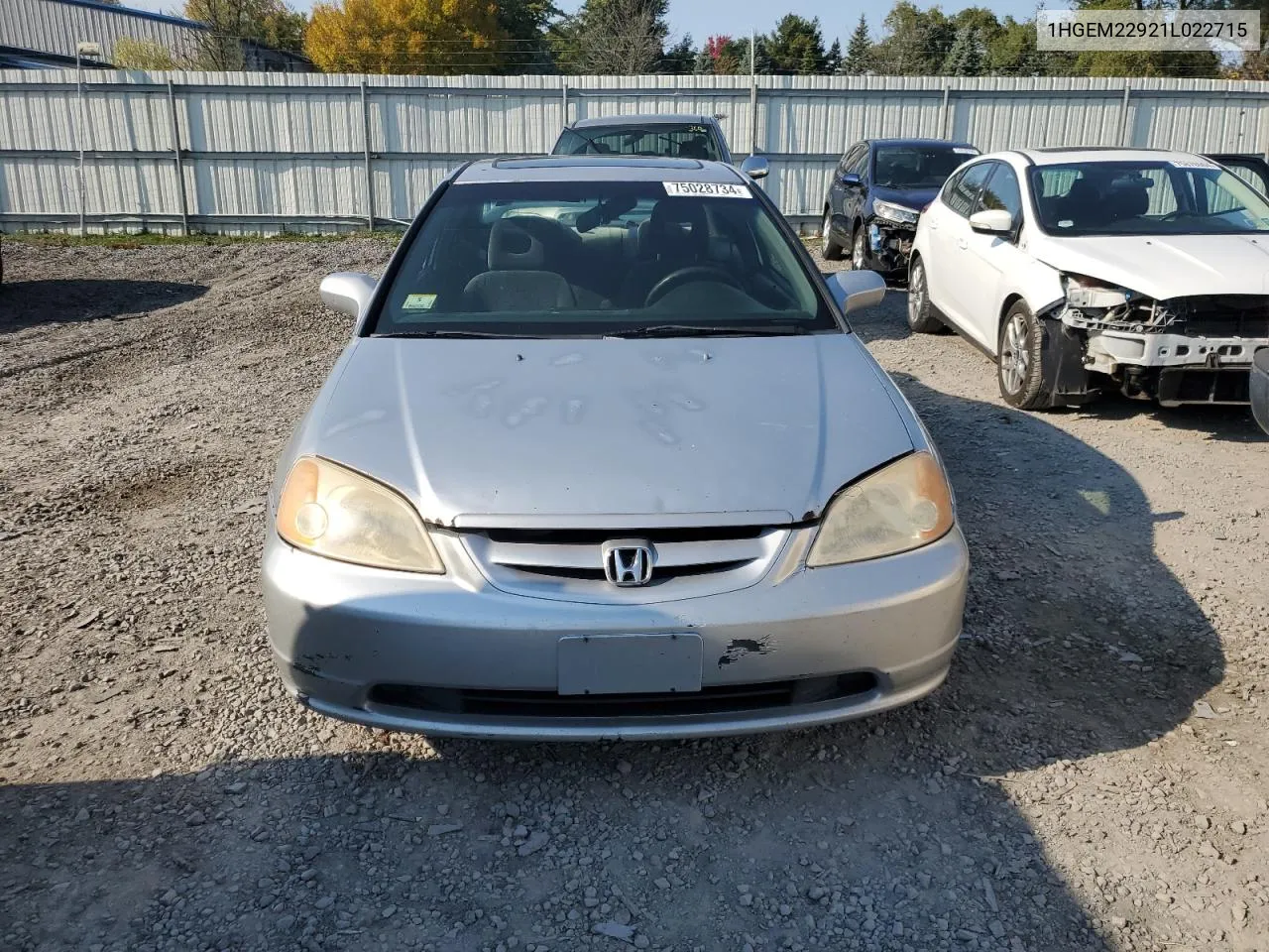 2001 Honda Civic Si VIN: 1HGEM22921L022715 Lot: 75028734