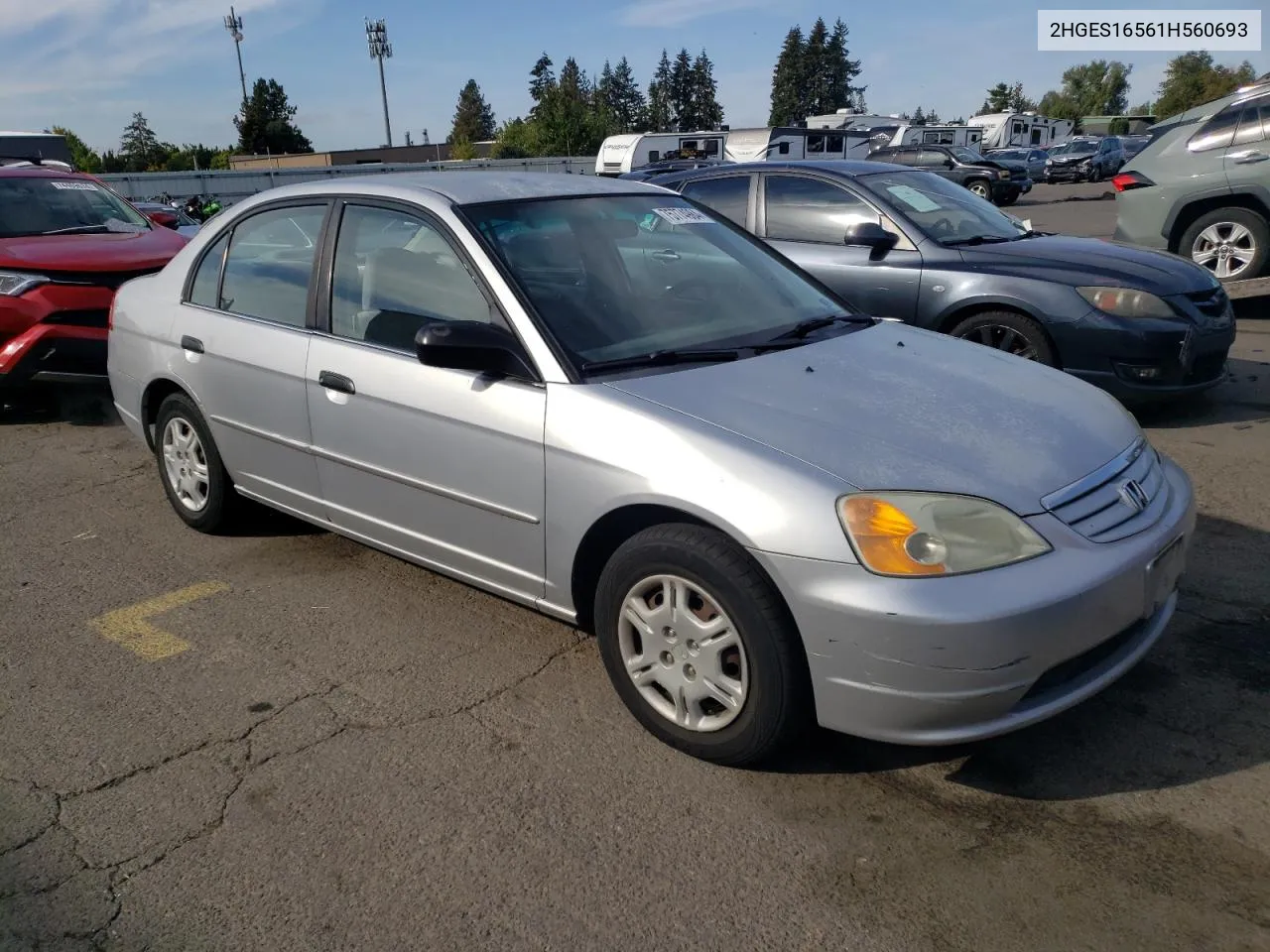 2001 Honda Civic Lx VIN: 2HGES16561H560693 Lot: 75774984