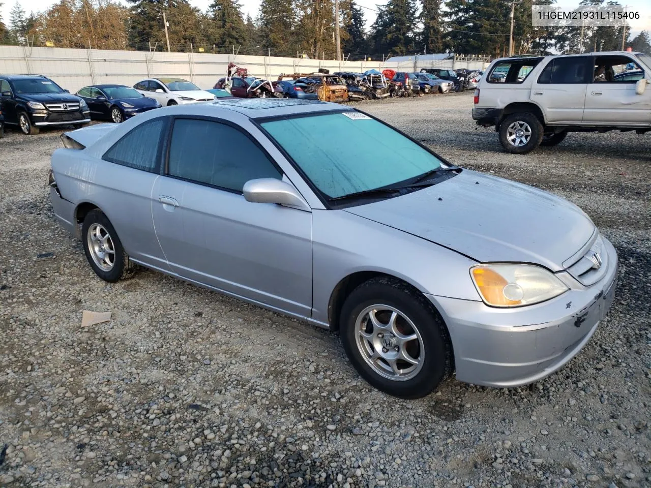 2001 Honda Civic Si VIN: 1HGEM21931L115406 Lot: 75951554