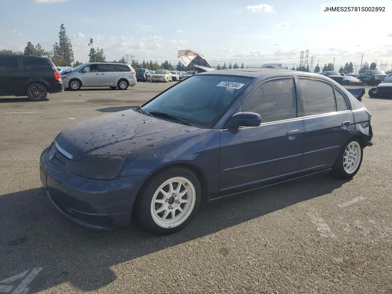 2001 Honda Civic Ex VIN: JHMES25781S002892 Lot: 77082184