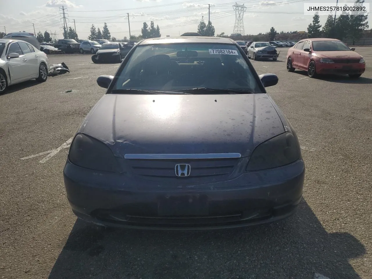 2001 Honda Civic Ex VIN: JHMES25781S002892 Lot: 77082184