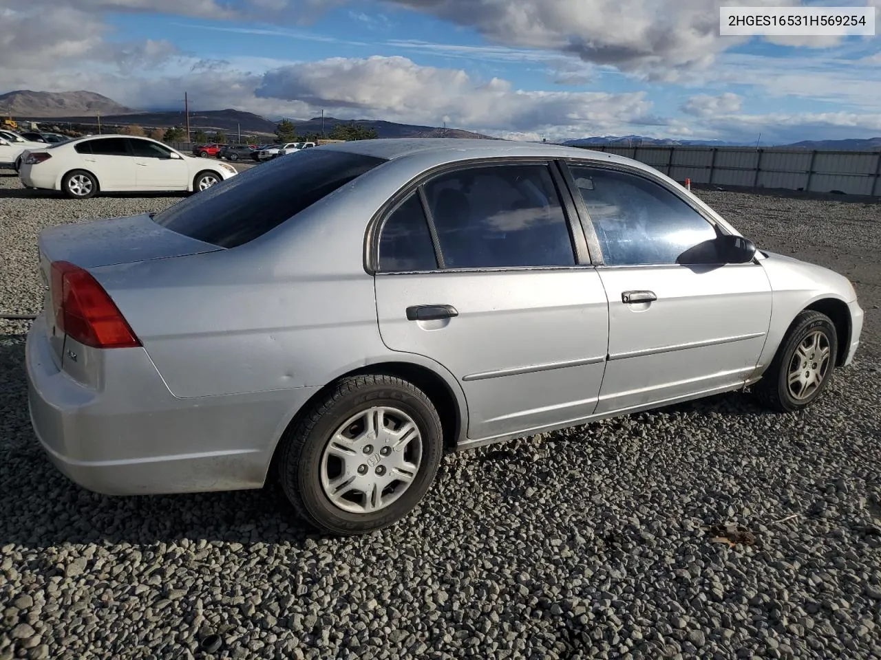 2001 Honda Civic Lx VIN: 2HGES16531H569254 Lot: 77660674