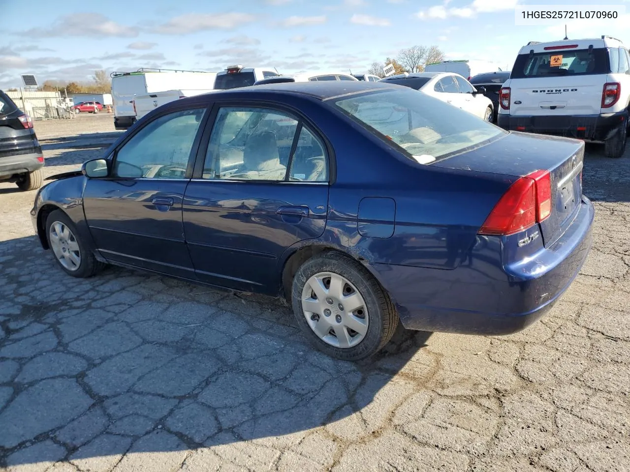 2001 Honda Civic Ex VIN: 1HGES25721L070960 Lot: 78651844