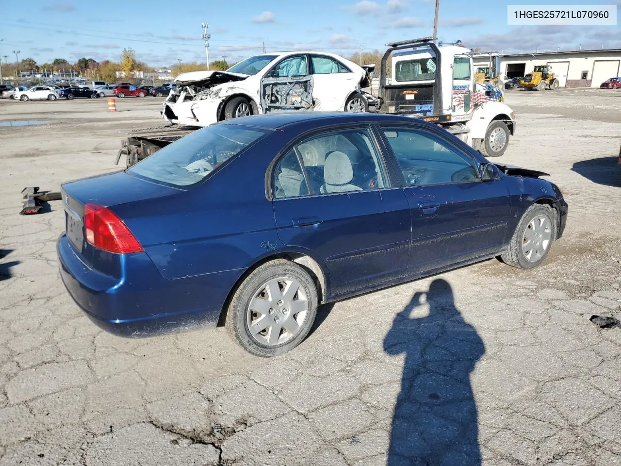 2001 Honda Civic Ex VIN: 1HGES25721L070960 Lot: 78651844