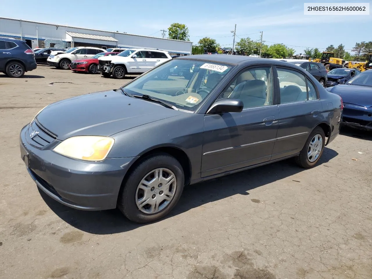 2002 Honda Civic Lx VIN: 2HGES16562H600062 Lot: 61866134