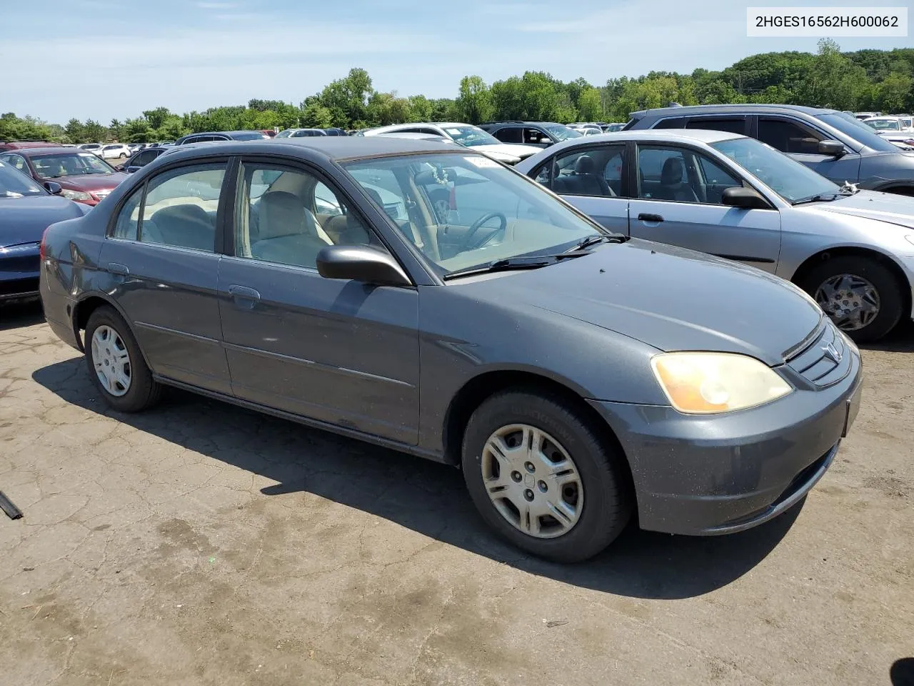 2002 Honda Civic Lx VIN: 2HGES16562H600062 Lot: 61866134