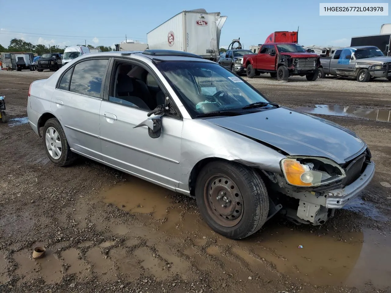 2002 Honda Civic Ex VIN: 1HGES26772L043978 Lot: 65286954