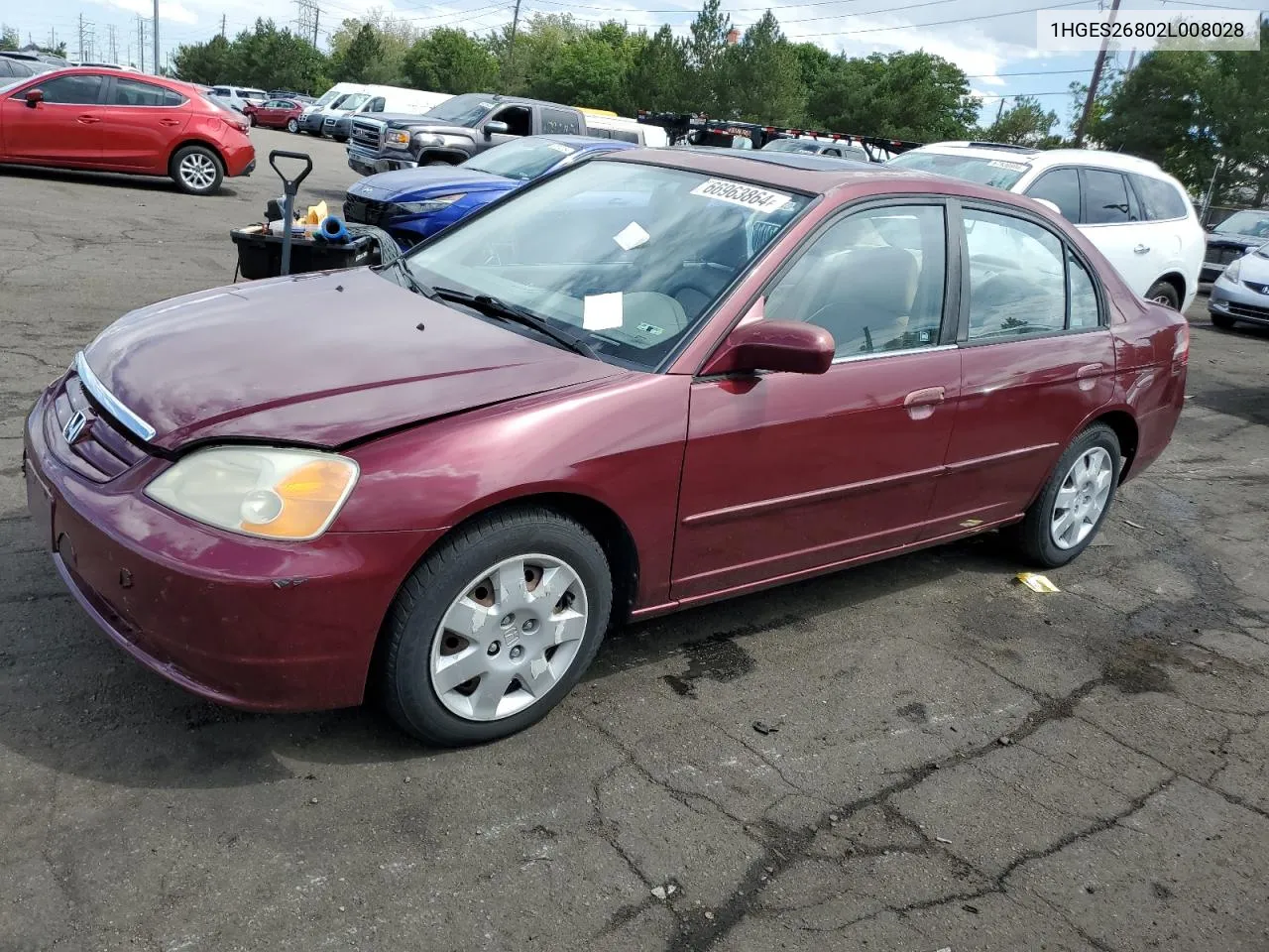 2002 Honda Civic Ex VIN: 1HGES26802L008028 Lot: 66963864