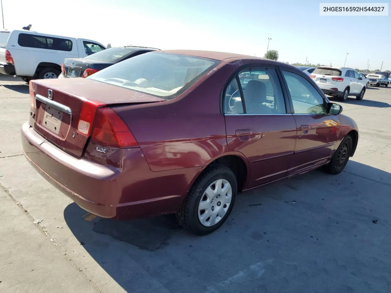 2002 Honda Civic Lx VIN: 2HGES16592H544327 Lot: 67001494