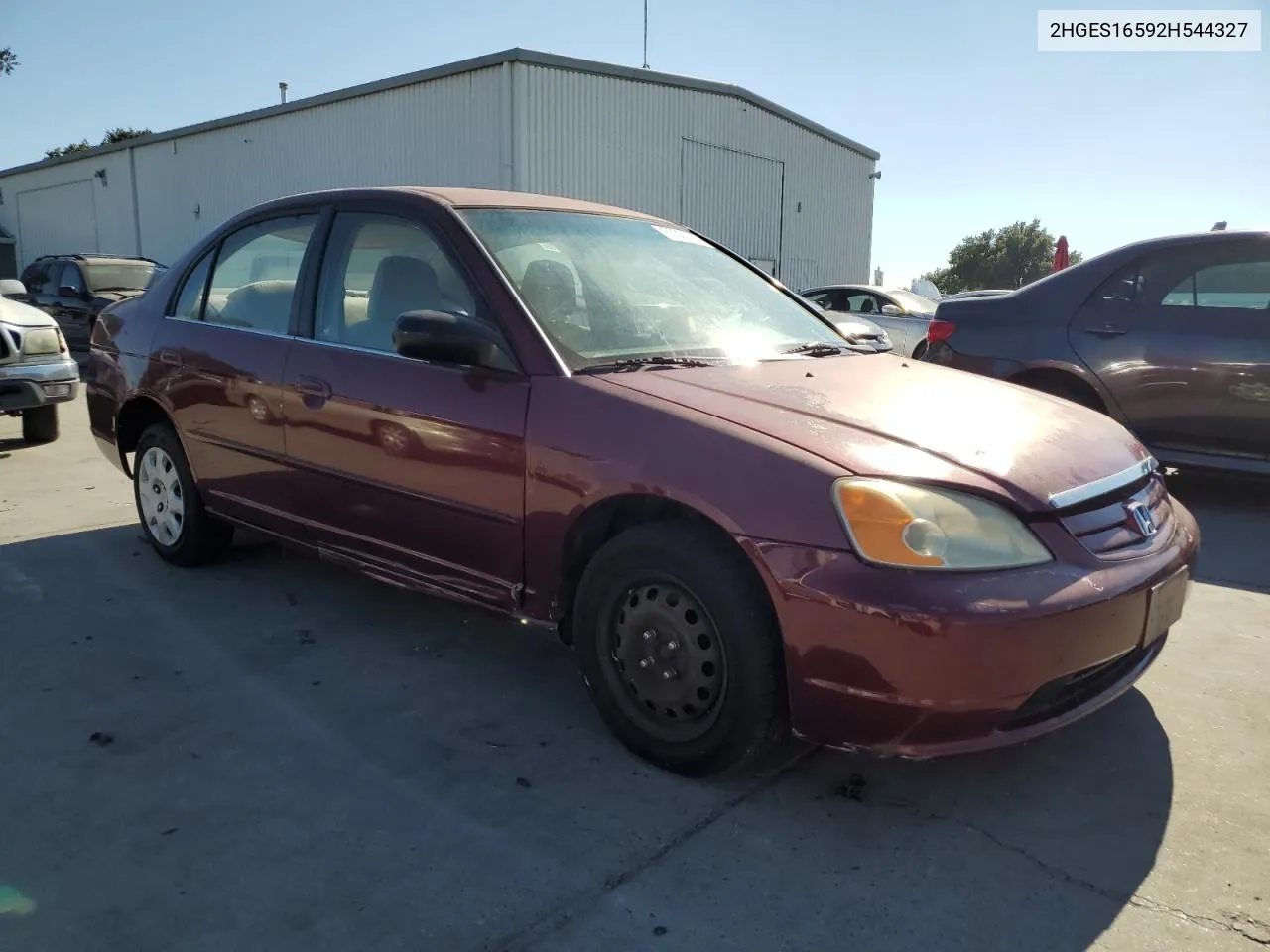 2002 Honda Civic Lx VIN: 2HGES16592H544327 Lot: 67001494