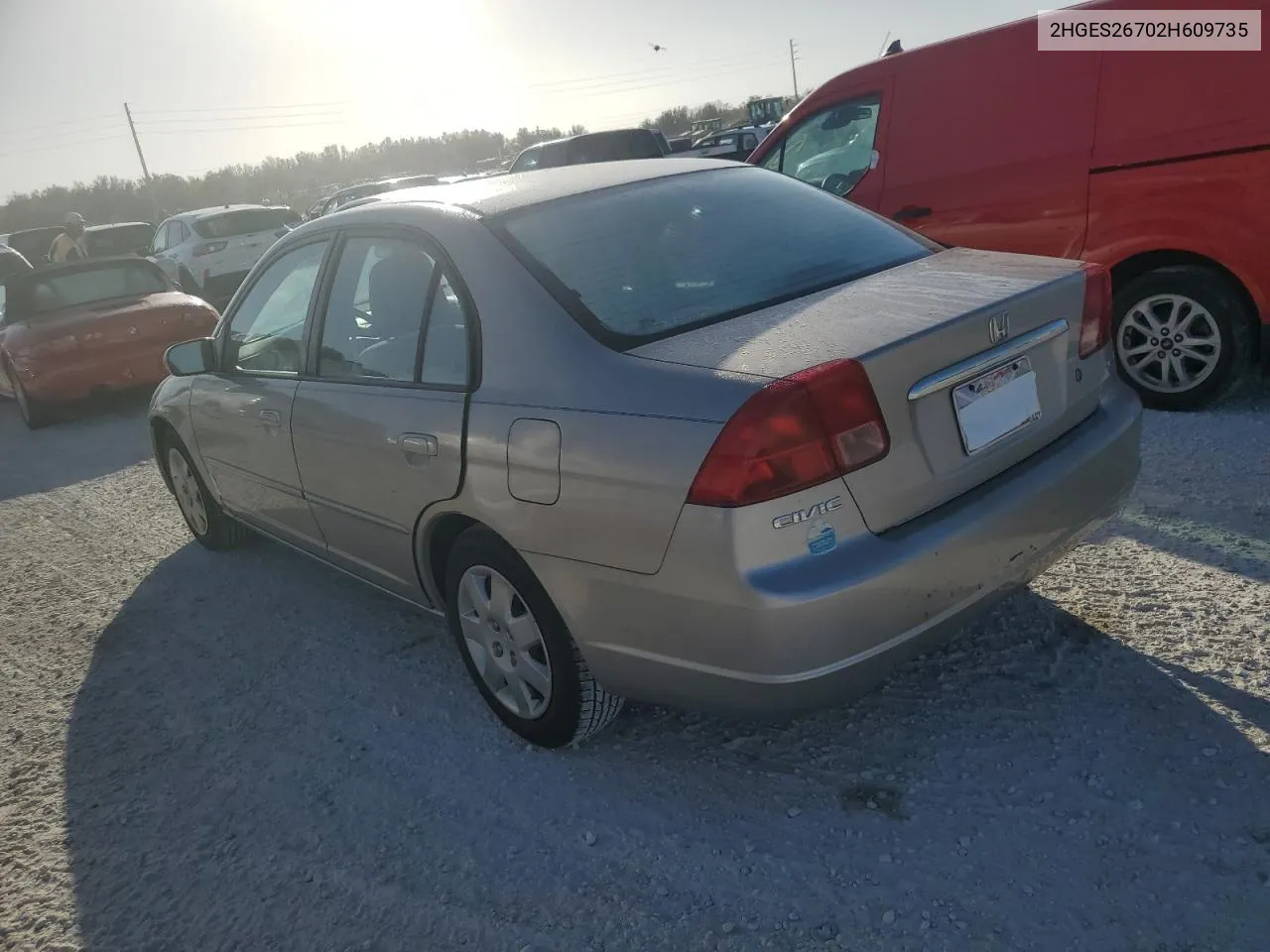 2002 Honda Civic Ex VIN: 2HGES26702H609735 Lot: 74481754