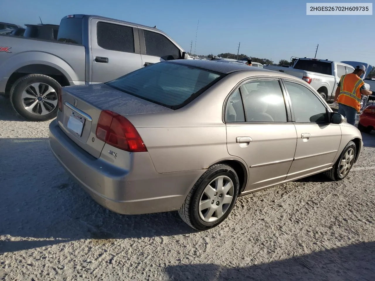 2002 Honda Civic Ex VIN: 2HGES26702H609735 Lot: 74481754