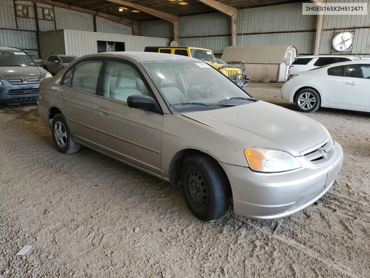 2002 Honda Civic Lx VIN: 2HGES165X2H512471 Lot: 74489314