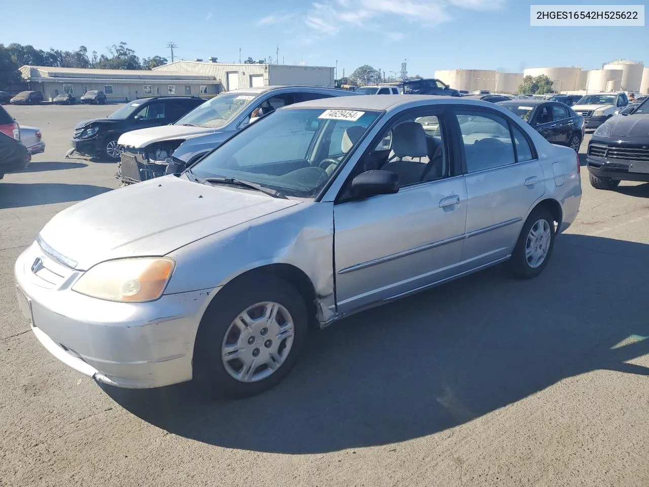 2002 Honda Civic Lx VIN: 2HGES16542H525622 Lot: 74629454