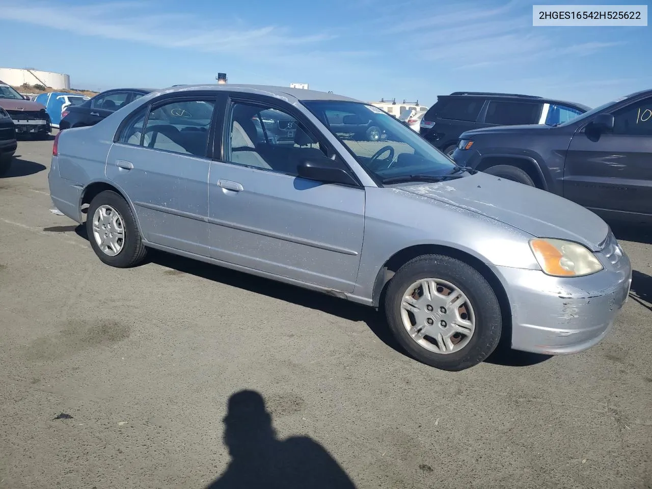 2002 Honda Civic Lx VIN: 2HGES16542H525622 Lot: 74629454