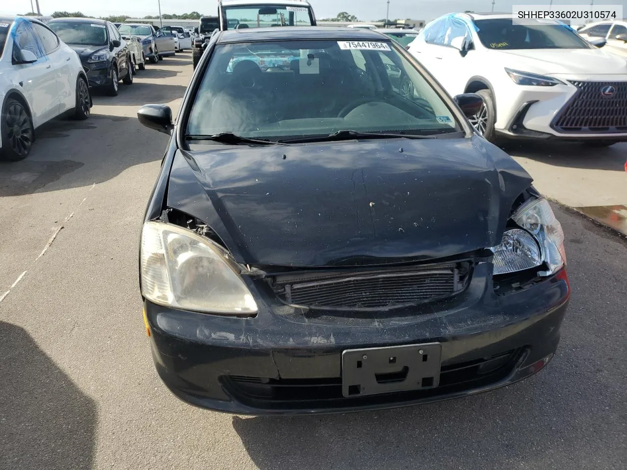 2002 Honda Civic Si VIN: SHHEP33602U310574 Lot: 75447964