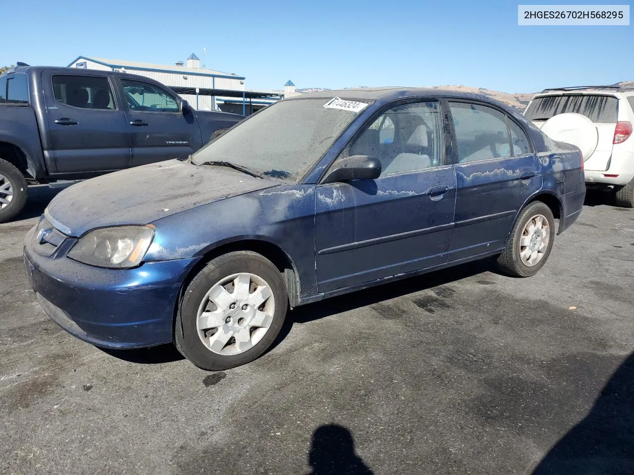 2002 Honda Civic Ex VIN: 2HGES26702H568295 Lot: 77446324