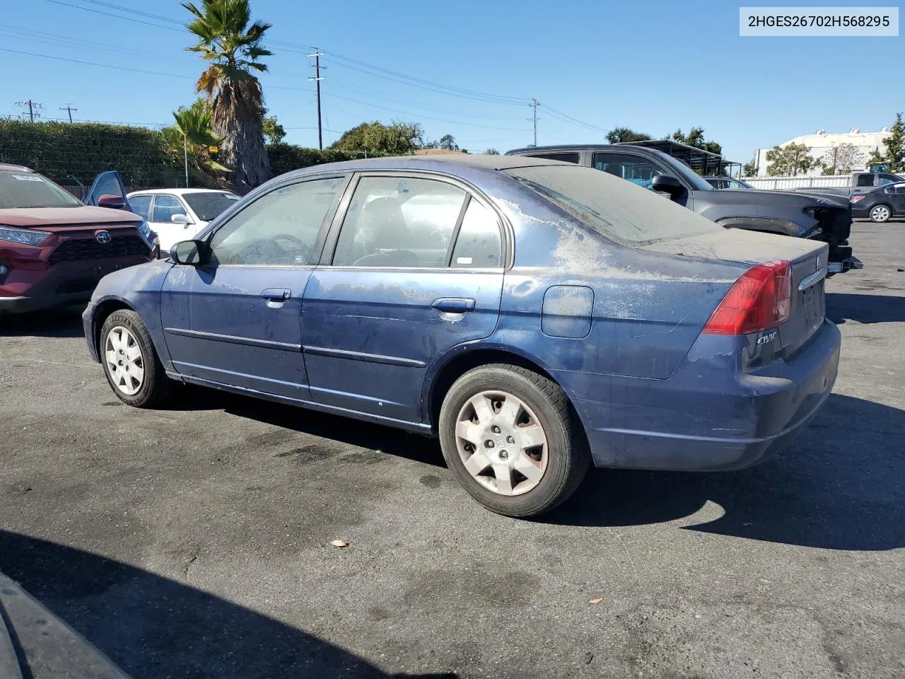 2002 Honda Civic Ex VIN: 2HGES26702H568295 Lot: 77446324