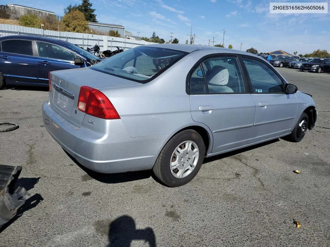 2002 Honda Civic Lx VIN: 2HGES16562H605066 Lot: 77825394