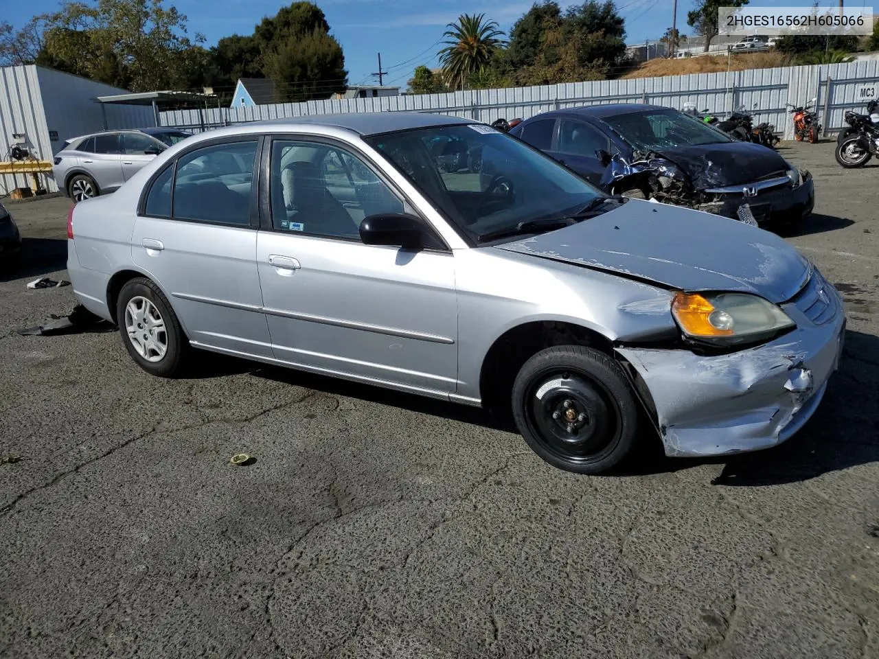 2002 Honda Civic Lx VIN: 2HGES16562H605066 Lot: 77825394