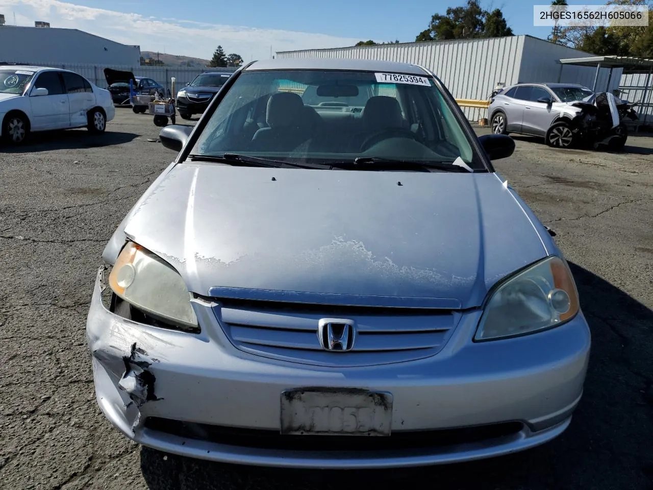 2002 Honda Civic Lx VIN: 2HGES16562H605066 Lot: 77825394