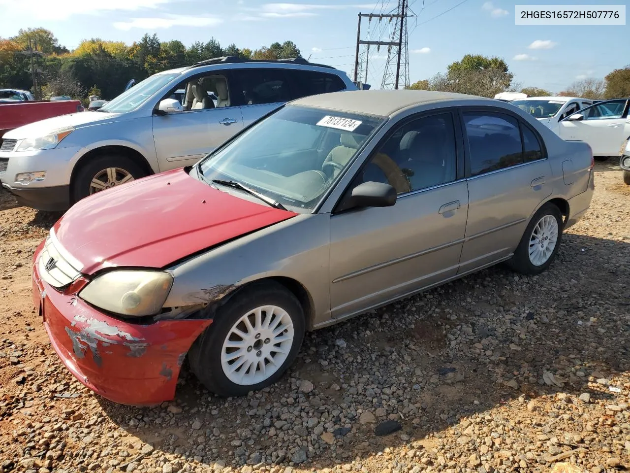 2002 Honda Civic Lx VIN: 2HGES16572H507776 Lot: 78137124