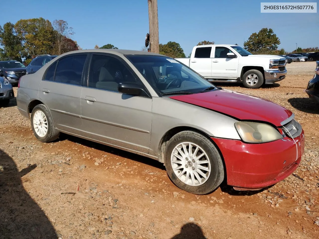 2002 Honda Civic Lx VIN: 2HGES16572H507776 Lot: 78137124