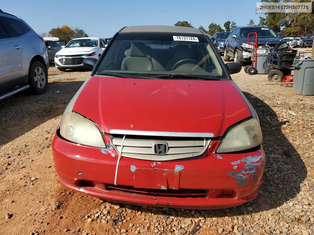 2002 Honda Civic Lx VIN: 2HGES16572H507776 Lot: 78137124