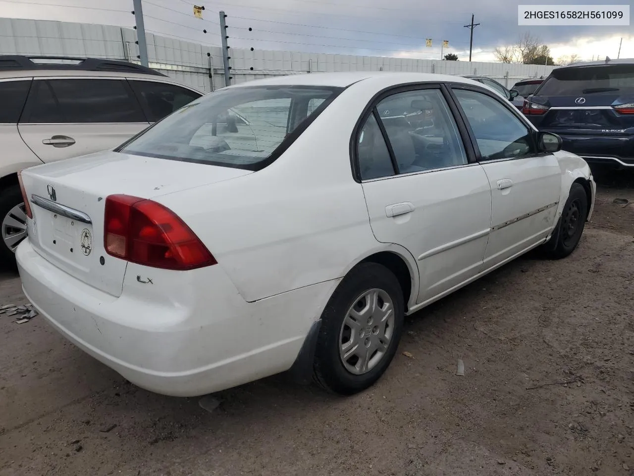 2002 Honda Civic Lx VIN: 2HGES16582H561099 Lot: 78780834