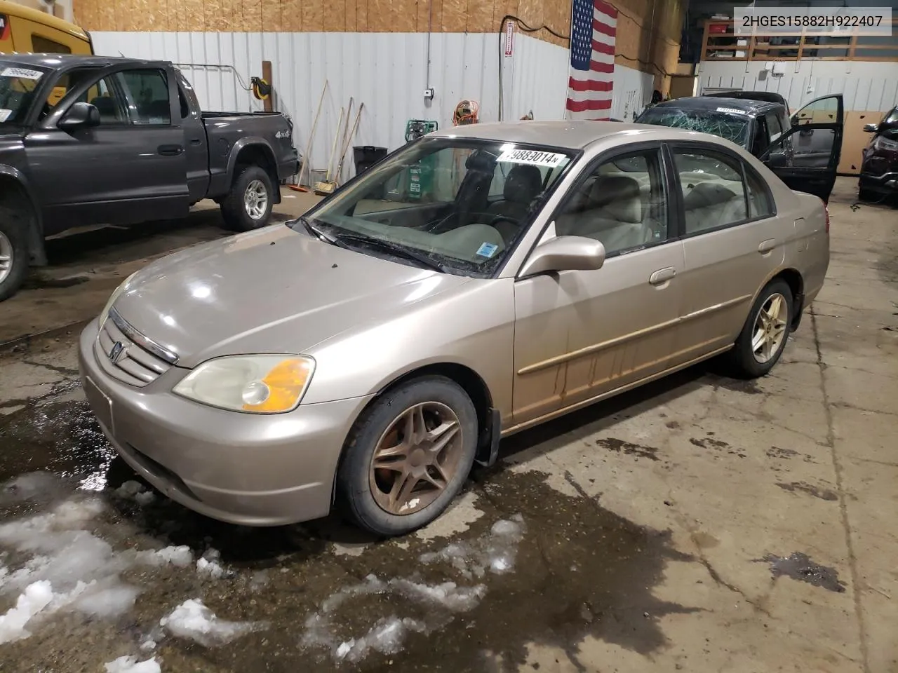 2002 Honda Civic Lx VIN: 2HGES15882H922407 Lot: 79889014