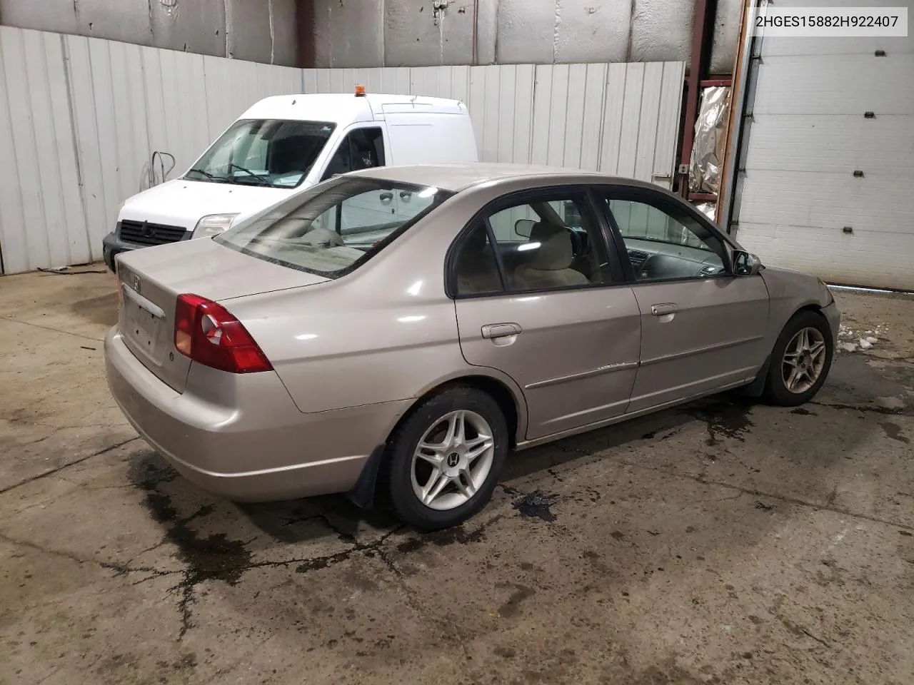 2002 Honda Civic Lx VIN: 2HGES15882H922407 Lot: 79889014