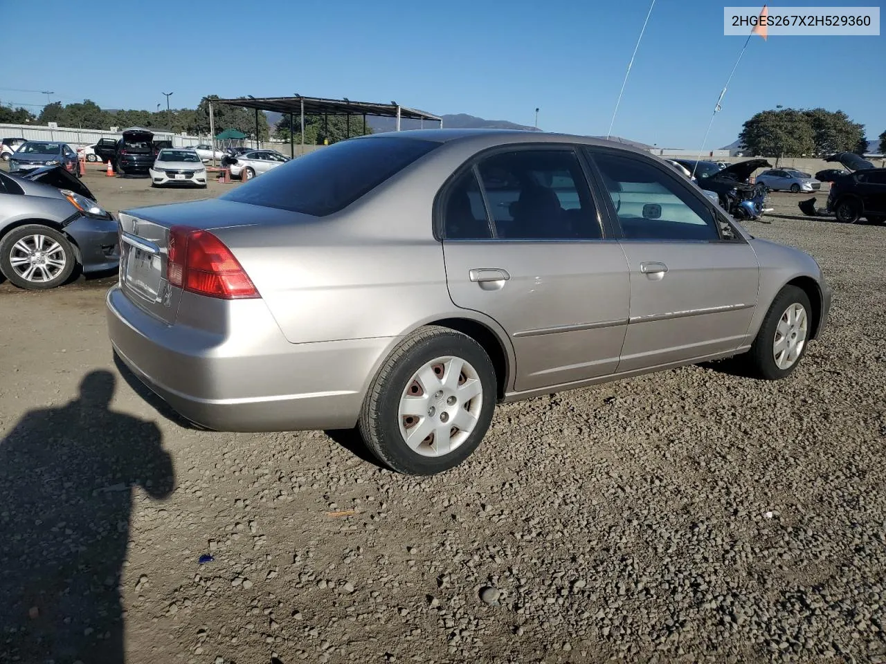 2002 Honda Civic Ex VIN: 2HGES267X2H529360 Lot: 80117084