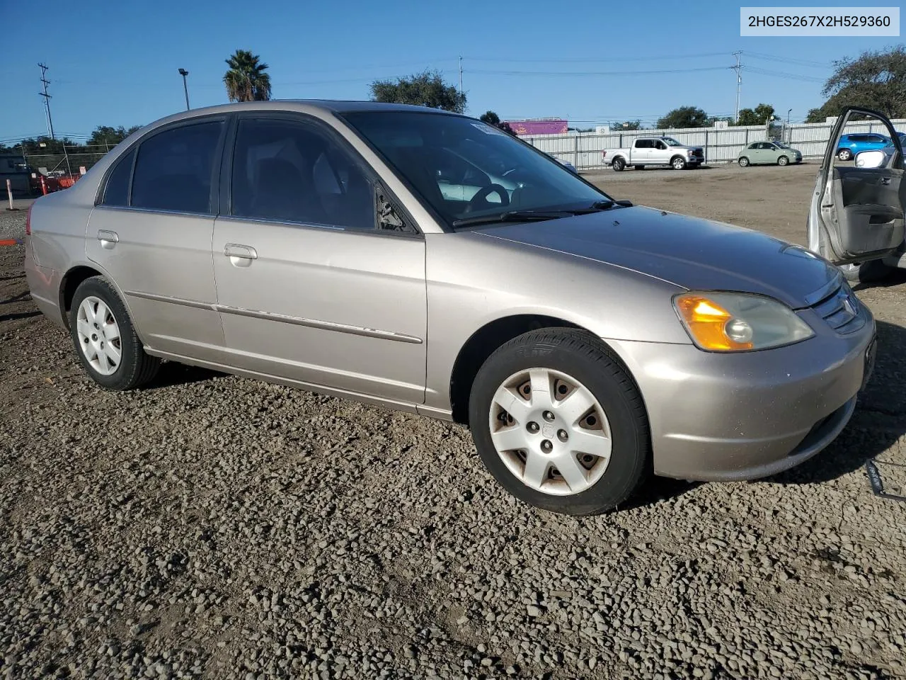 2002 Honda Civic Ex VIN: 2HGES267X2H529360 Lot: 80117084