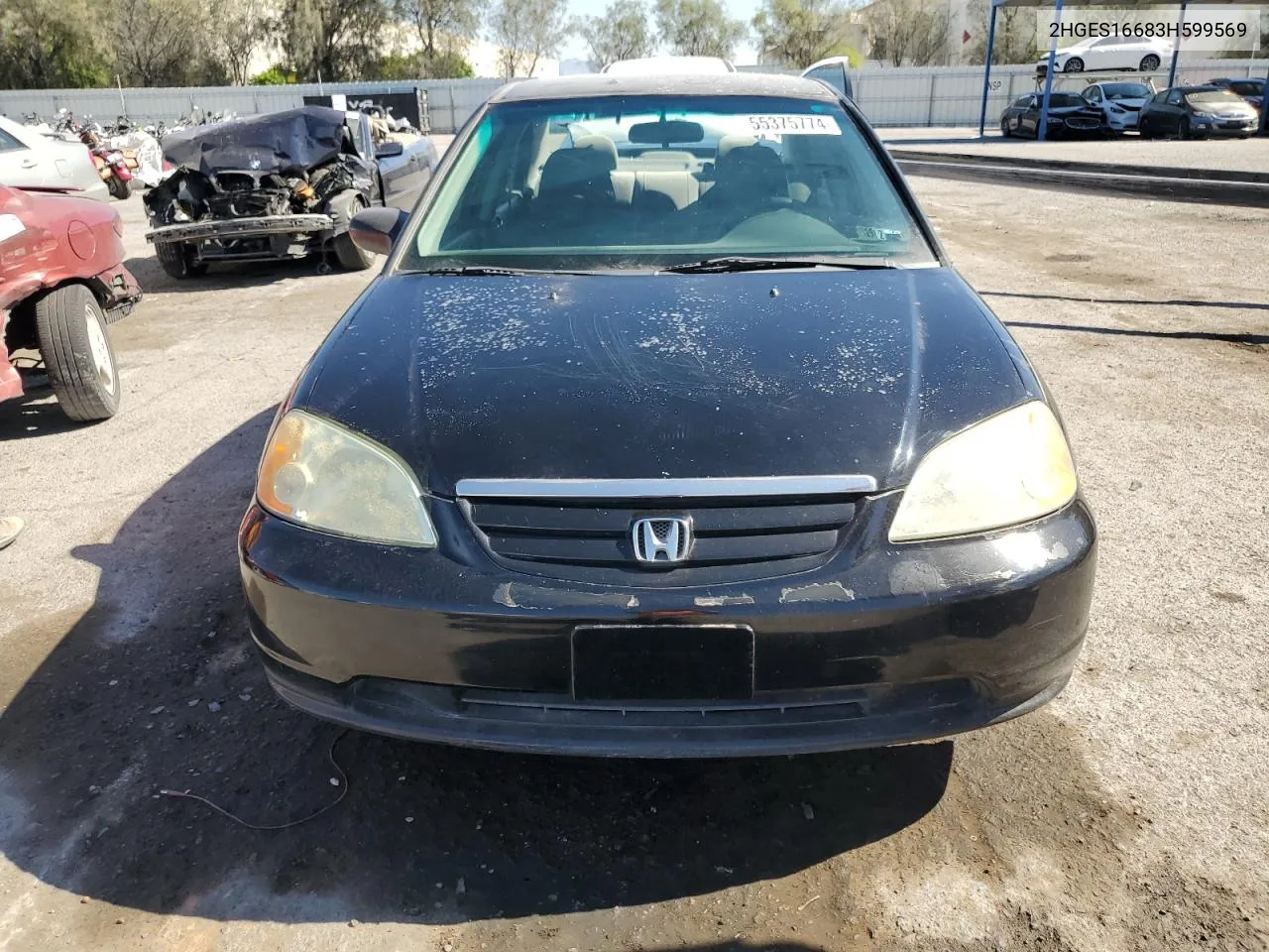 2003 Honda Civic Lx VIN: 2HGES16683H599569 Lot: 55375774