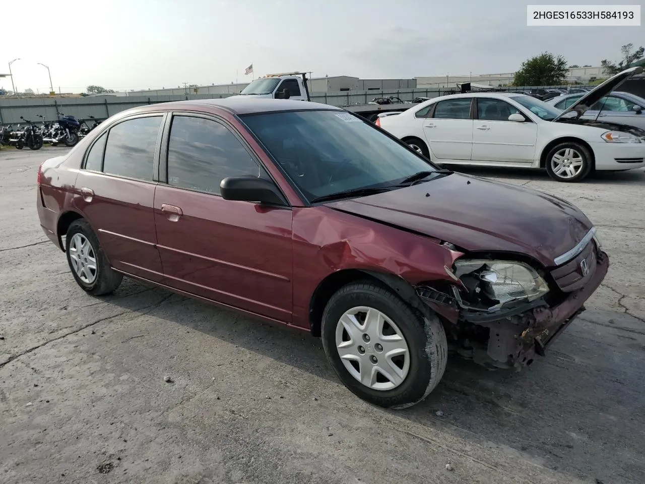 2003 Honda Civic Lx VIN: 2HGES16533H584193 Lot: 55634714