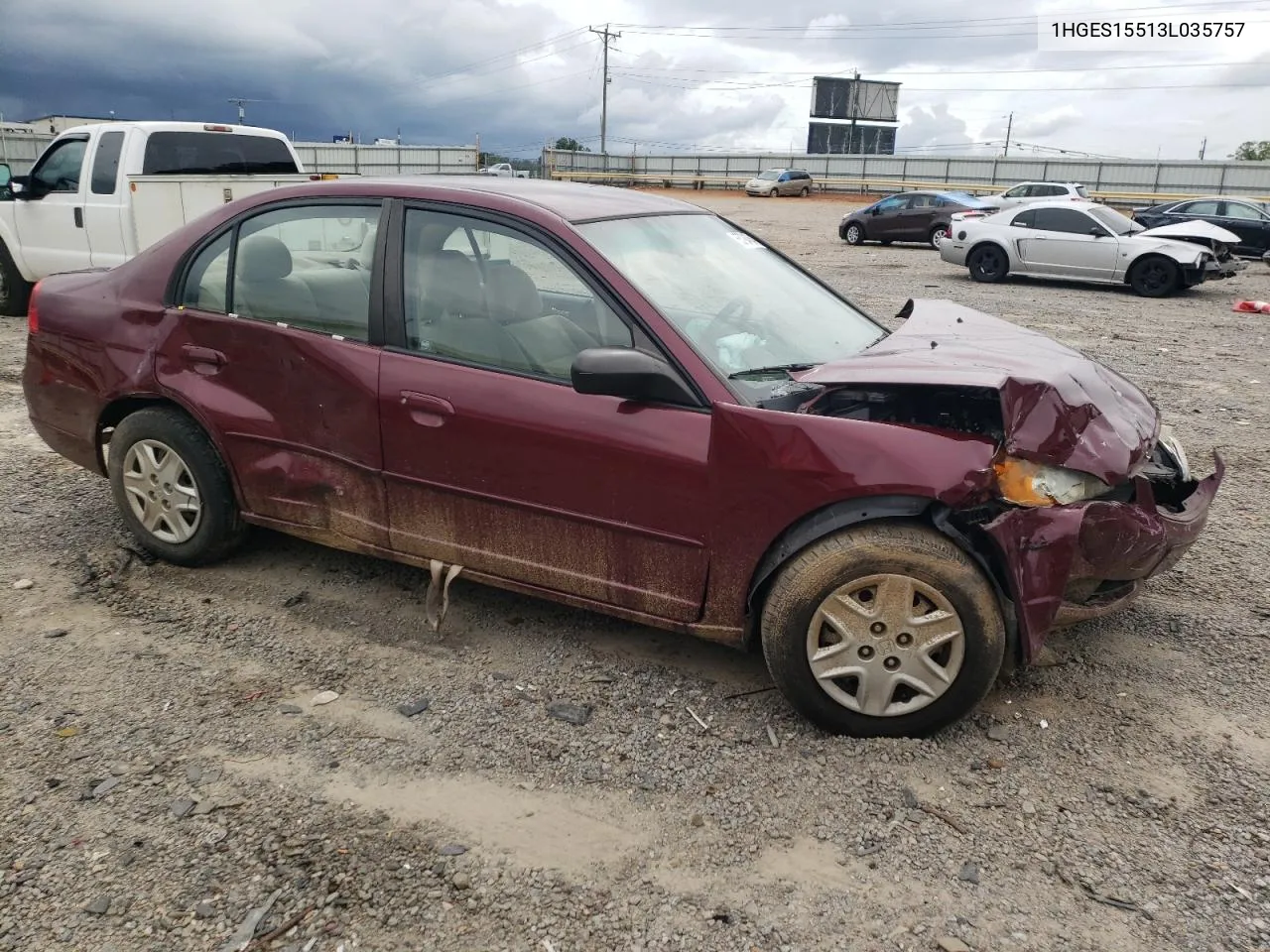 2003 Honda Civic Lx VIN: 1HGES15513L035757 Lot: 65794764