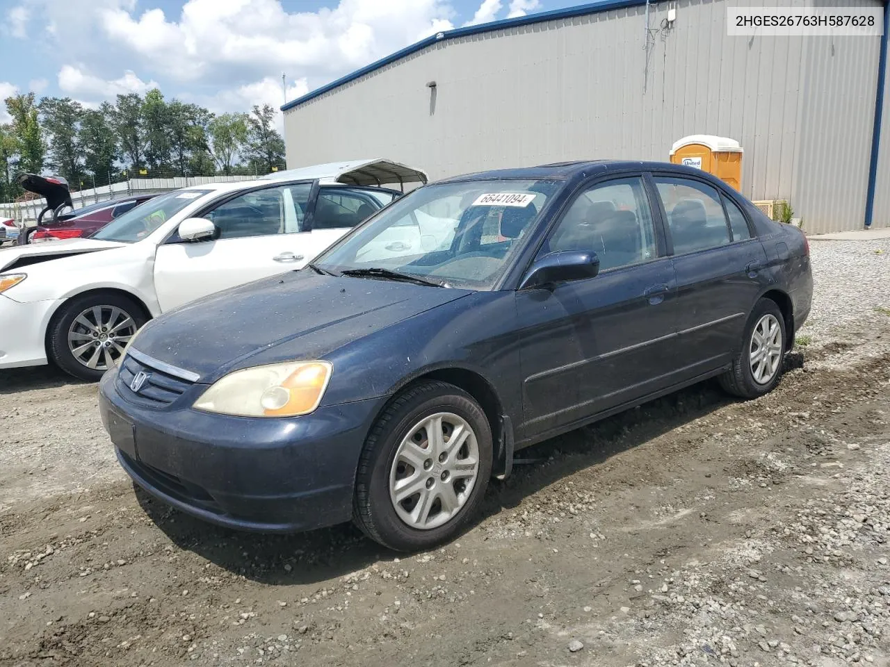 2003 Honda Civic Ex VIN: 2HGES26763H587628 Lot: 66441094