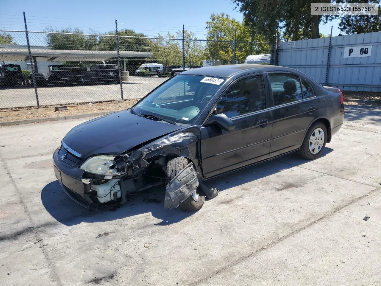 2003 Honda Civic Lx VIN: 2HGES16523H557681 Lot: 66584324