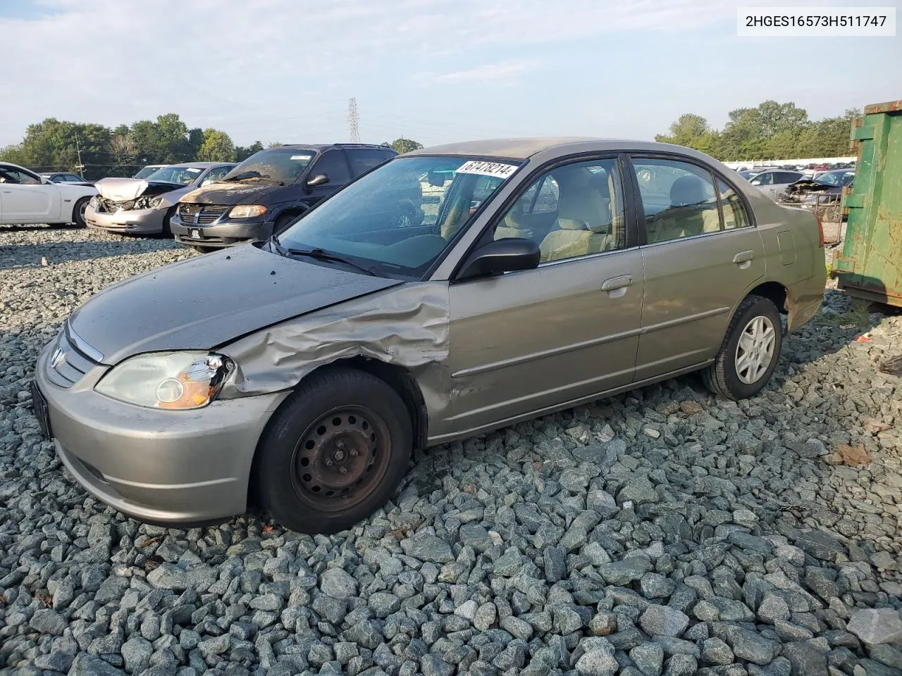 2003 Honda Civic Lx VIN: 2HGES16573H511747 Lot: 67478214