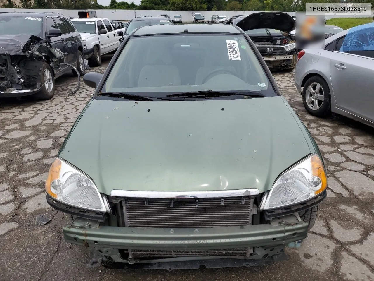 2003 Honda Civic Lx VIN: 1HGES16573L028519 Lot: 67594944