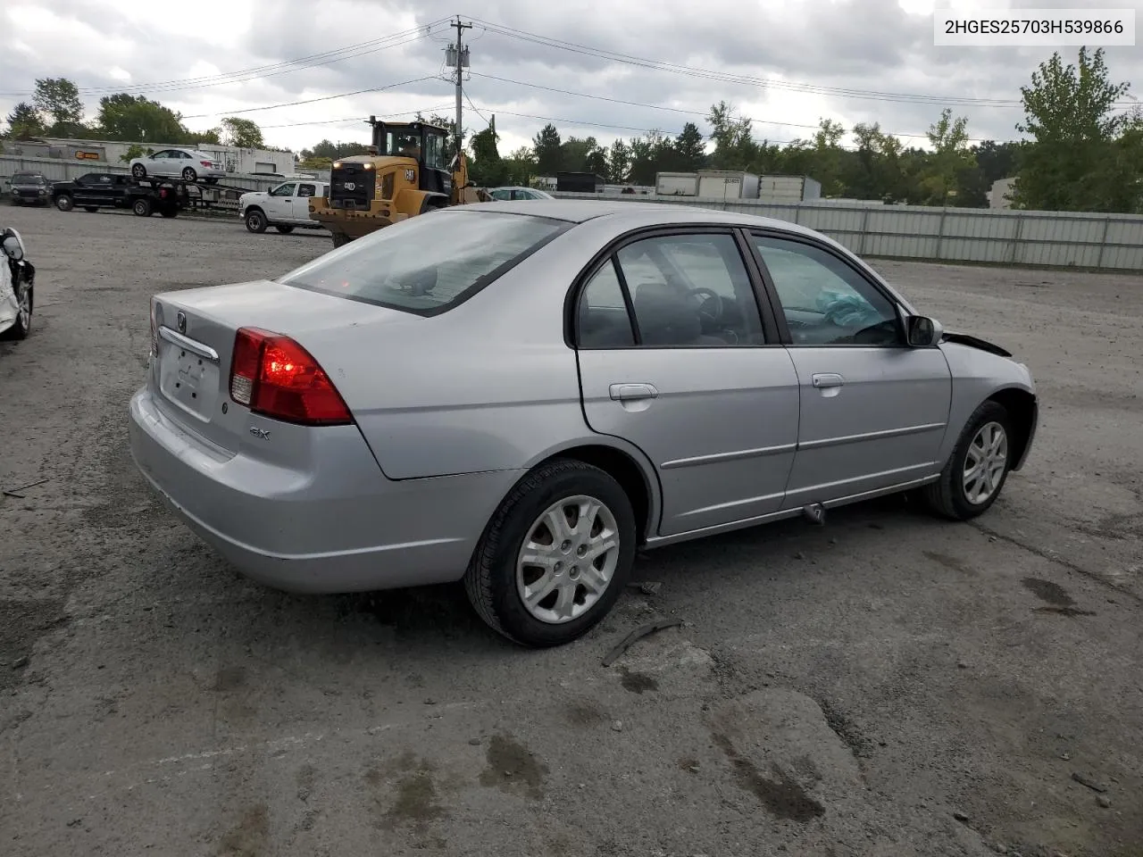 2003 Honda Civic Ex VIN: 2HGES25703H539866 Lot: 68980644