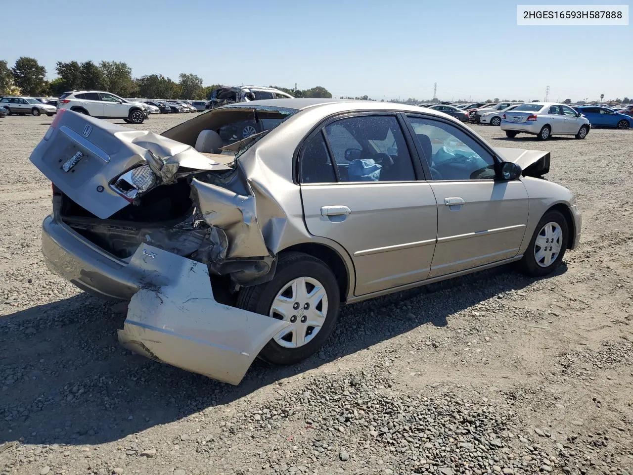 2003 Honda Civic Lx VIN: 2HGES16593H587888 Lot: 69119404