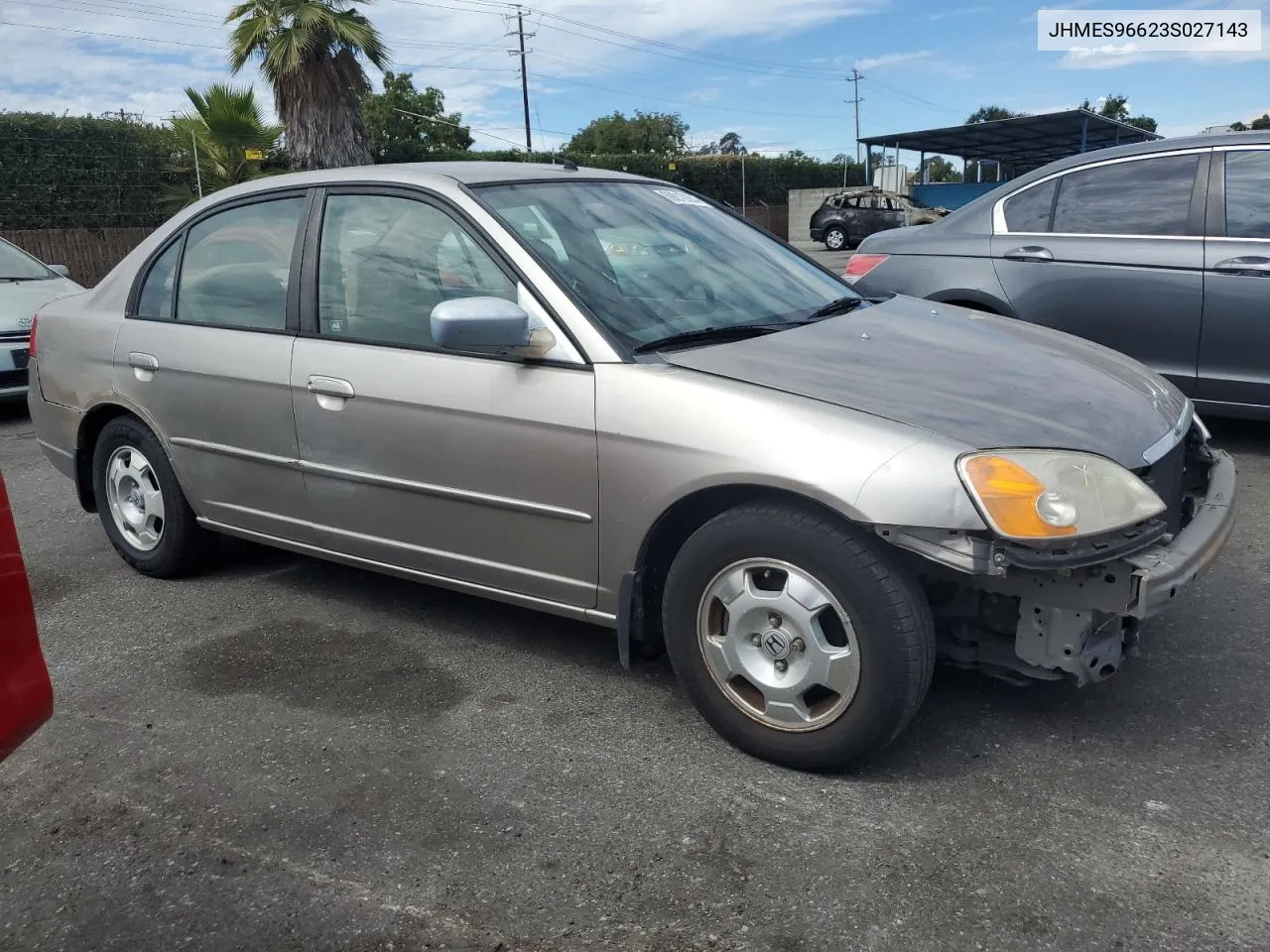 2003 Honda Civic Hybrid VIN: JHMES96623S027143 Lot: 69818354