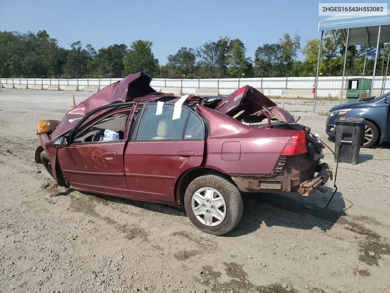 2003 Honda Civic Lx VIN: 2HGES16543H553082 Lot: 70211844