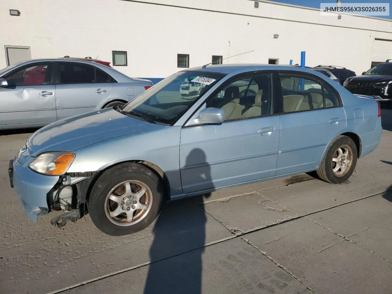 2003 Honda Civic Hybrid VIN: JHMES956X3S026355 Lot: 70315384