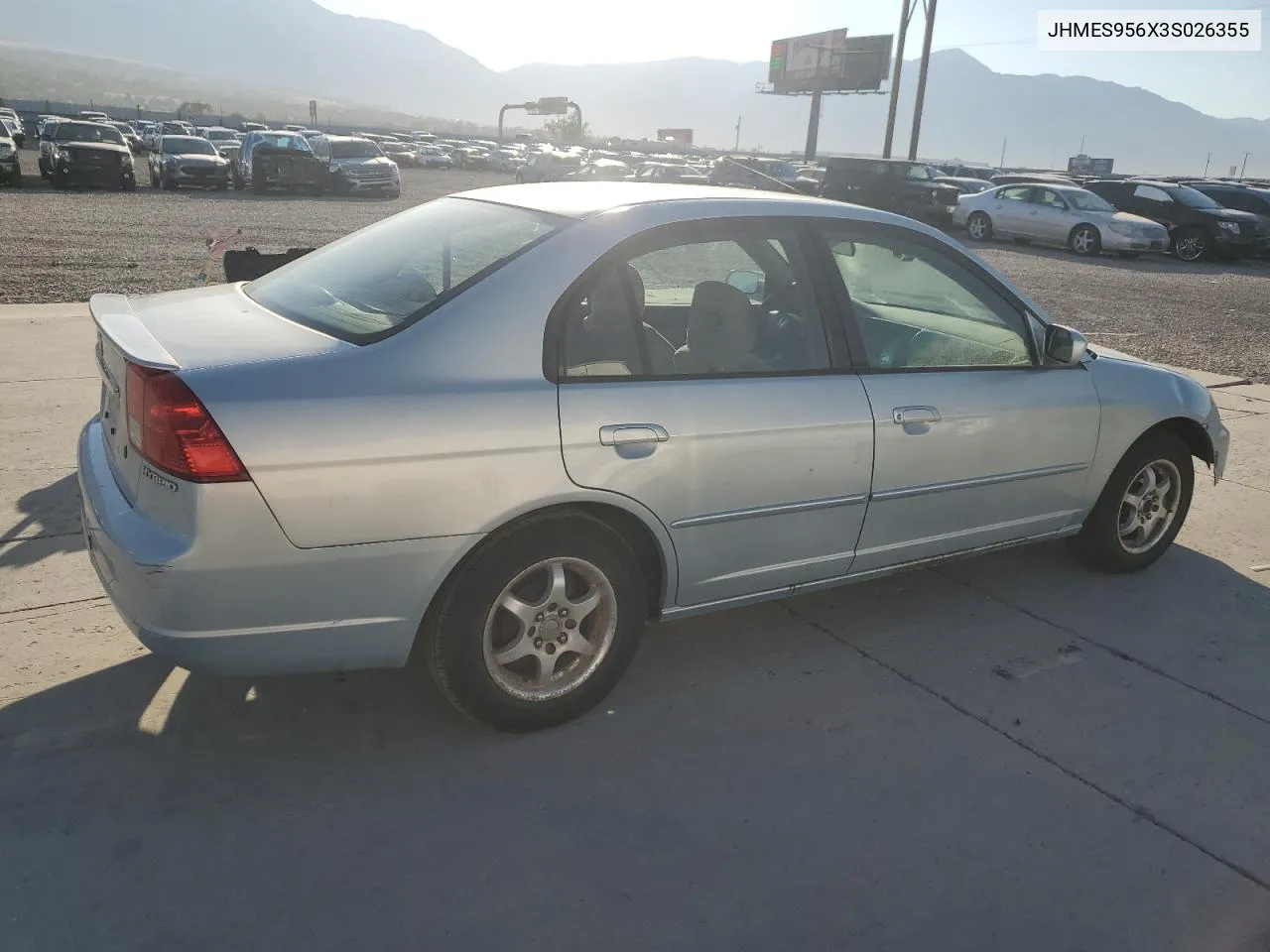 2003 Honda Civic Hybrid VIN: JHMES956X3S026355 Lot: 70315384